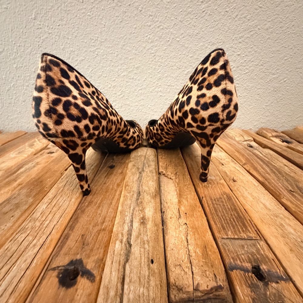 Alfani Step N Flex Leopard Print Calf Hair Pointed Toe Pumps Mens 9M Heel Heels - Picture 3 of 7